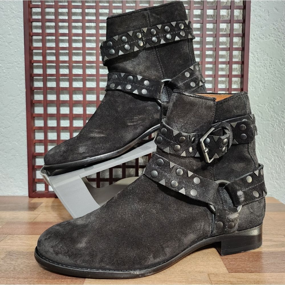 SIZE 8.5 | Frye Studded Black Leather Suede - Picture 2 of 5